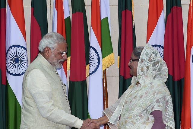 The outcry has been triggered by Narendra Modi meeting with Sheikh Hasina