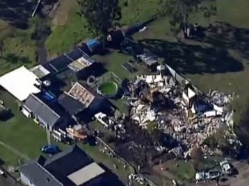 Aerial view of destruction from bulldozer rampage in Australia