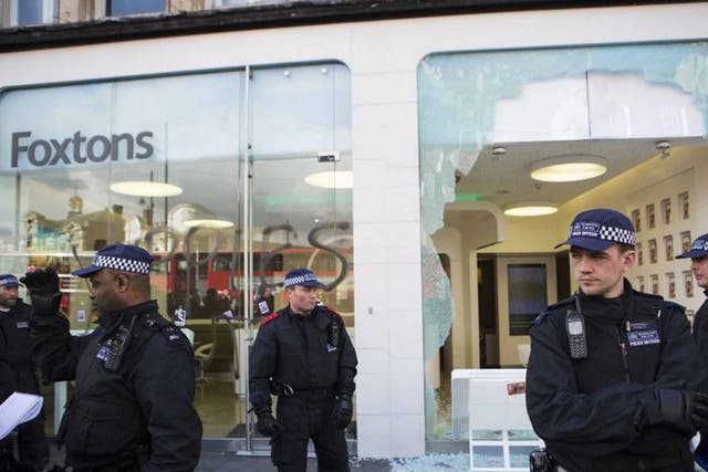 Backlash: the Brixton, south London, branch of Foxtons was attacked in April