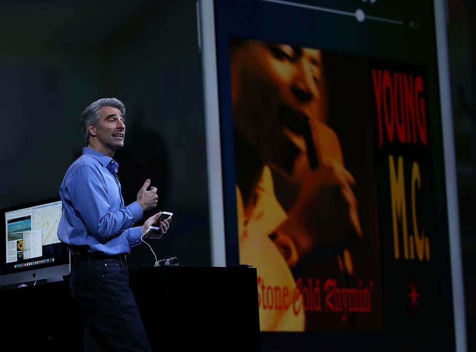 Apple Craig Federighi, Apple senior vice president of Software Engineering, speaks about iOS 9 during Apple WWDC on June 8, 2015 in San Francisco, California
