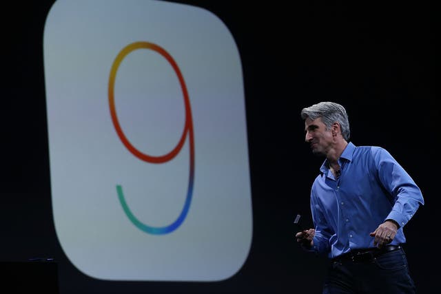 Craig Federighi, Apple senior vice president of Software Engineering, speaks about iOS 9 during Apple WWDC on June 8, 2015 in San Francisco, California
