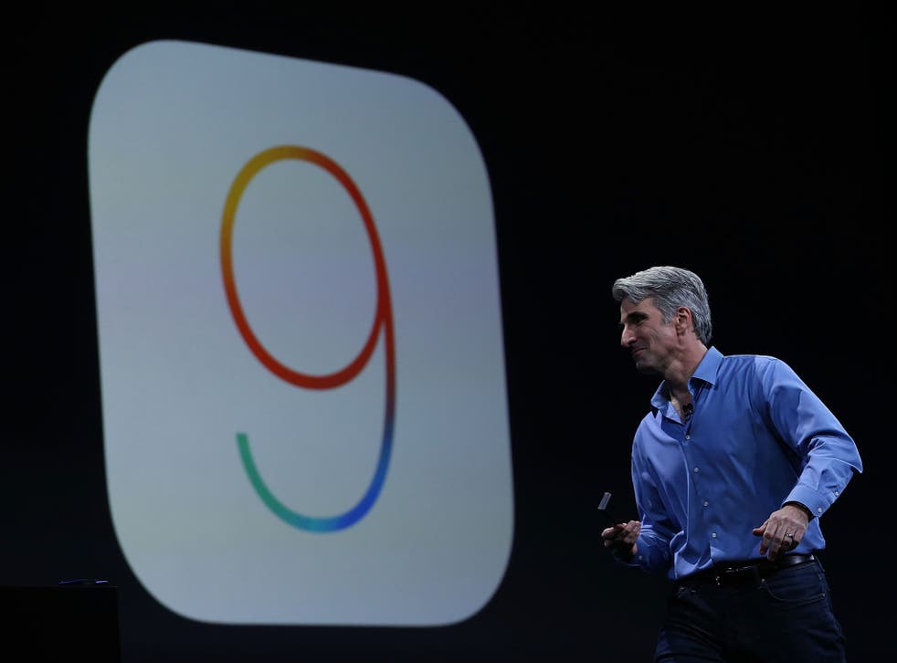 Craig Federighi, Apple senior vice president of Software Engineering, speaks about iOS 9 during Apple WWDC on June 8, 2015 in San Francisco, California