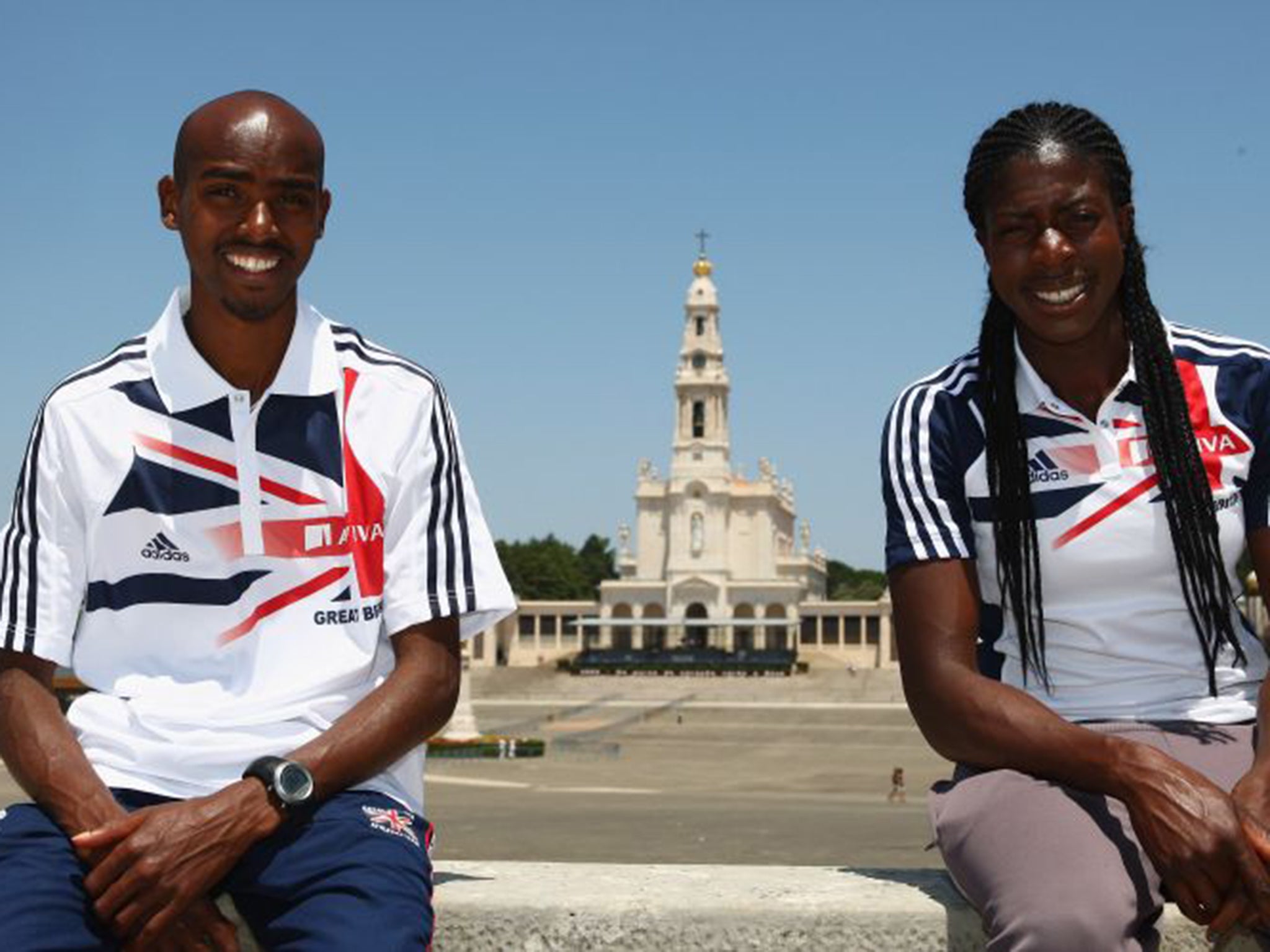 Farah and Christine Ohuruogu in happier times with the Great Britain team