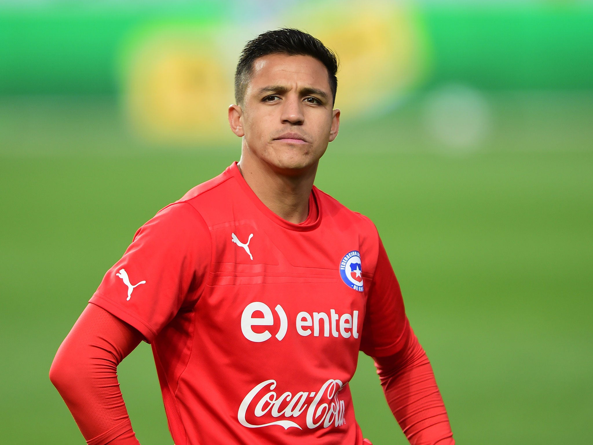 Alexis Sanchez during a recent training session with Chile