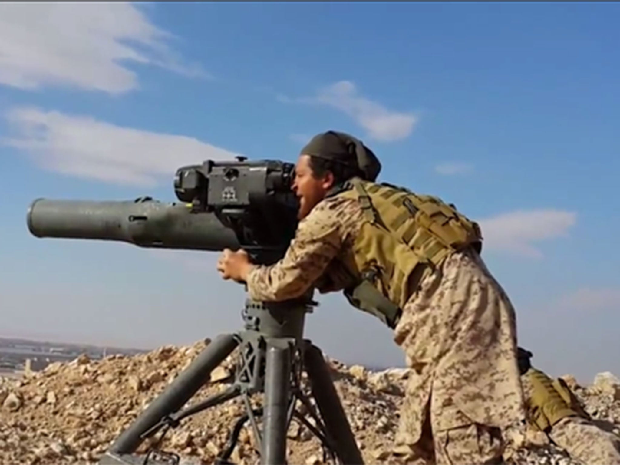 An Isis video boasting of its capture of Palmyra showed a militant operating this American-made anti-tank missile launcher
