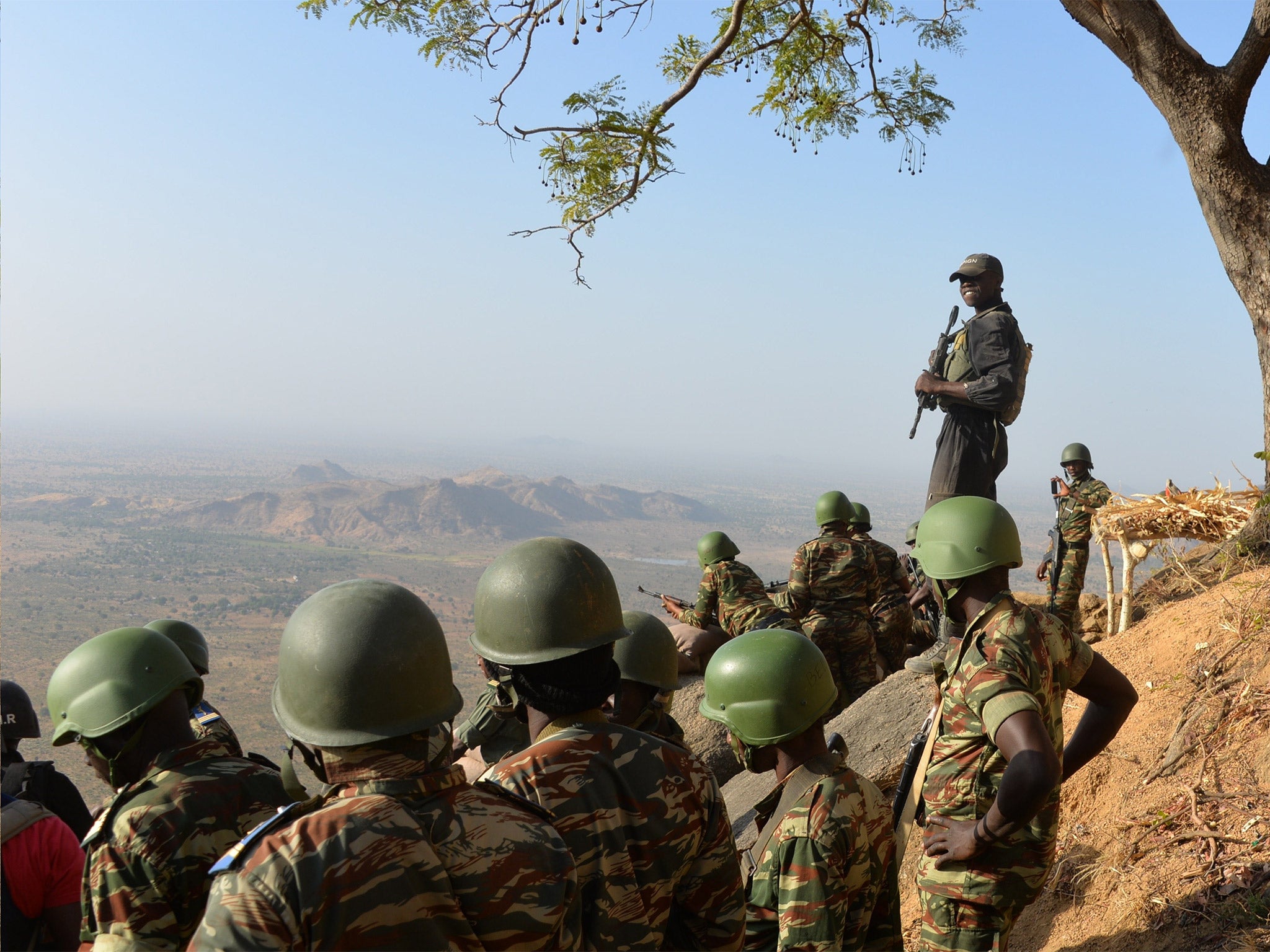 Cameroon's army forces on patrol near Mabass