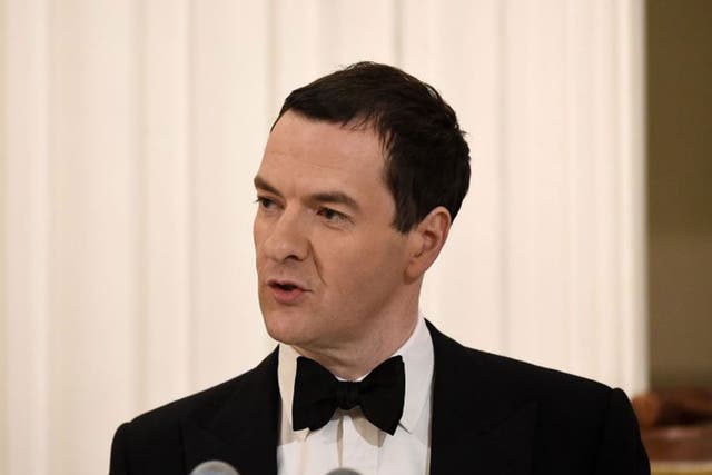 British Chancellor of the Exchequer George Osborne speaks during the Lord Mayor's Dinner to the Bankers and Merchants of the City of London at The Mansion House in London on June 10, 2015. 