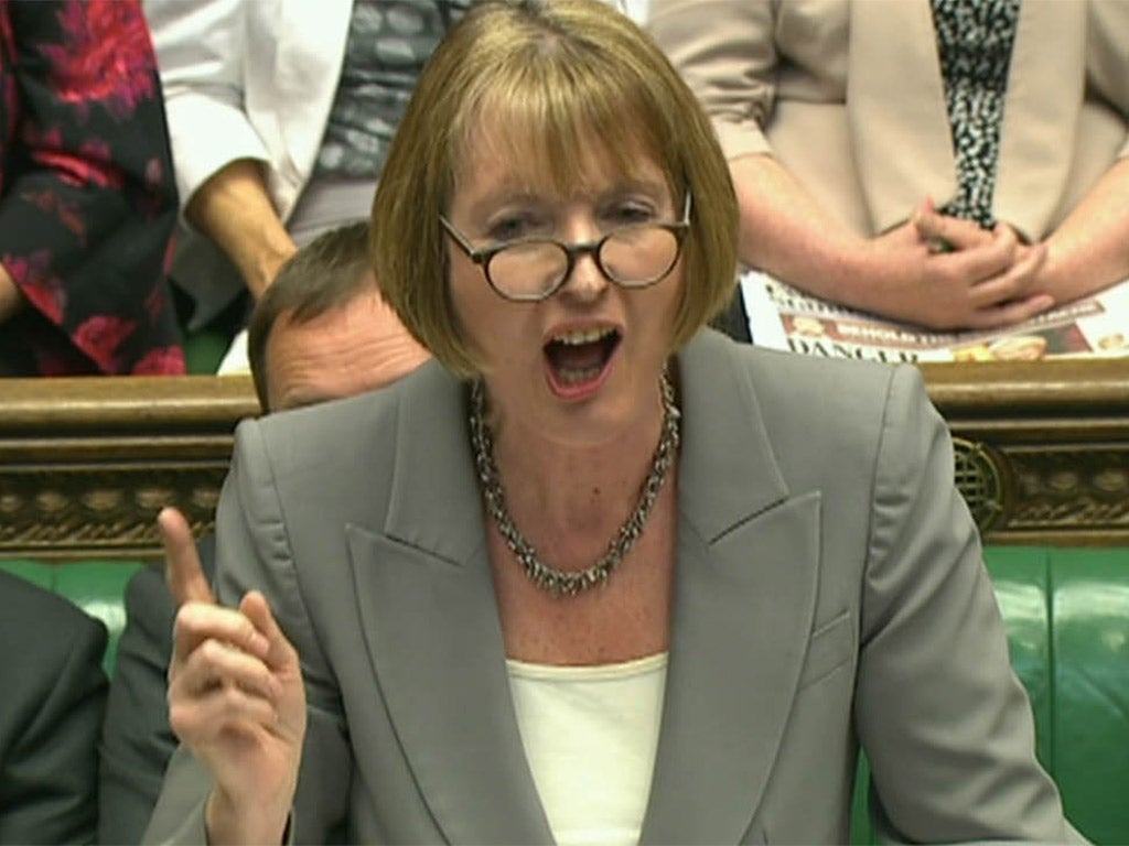 Labour's acting leader Harriet Harman speaks during Prime Minister's Questions