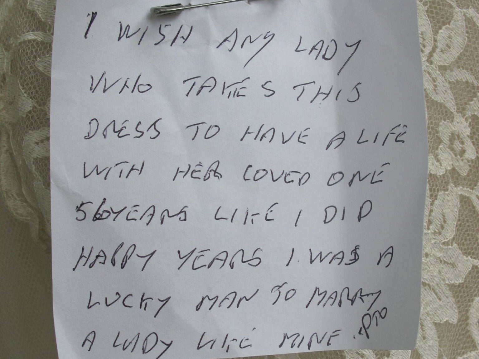 A widower donated his late wife's dress to a Leeds charity shop