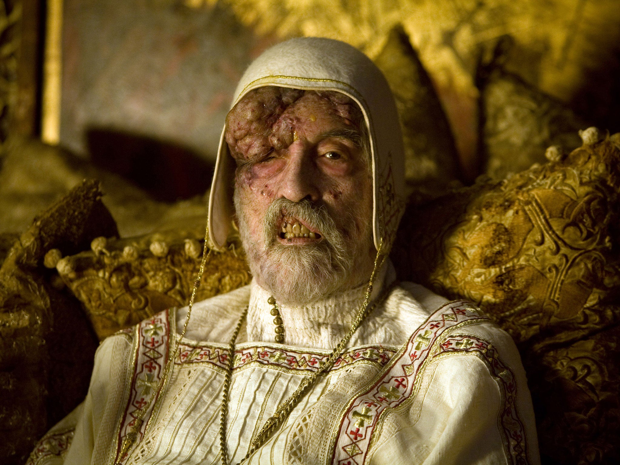 As Cardinal D'Ambroise, who is infected with Black Death in Season Of The Witch, 2010