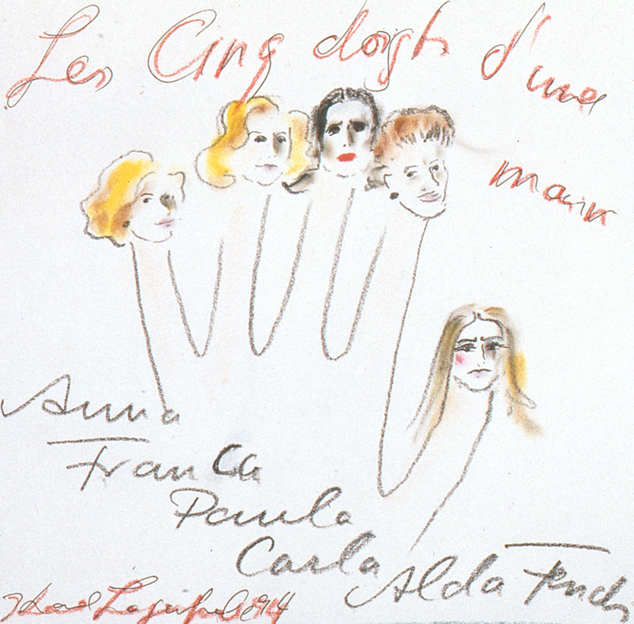 Expressive: Karl Lagerfeld's 1994 sketch of the five Fendi sisters