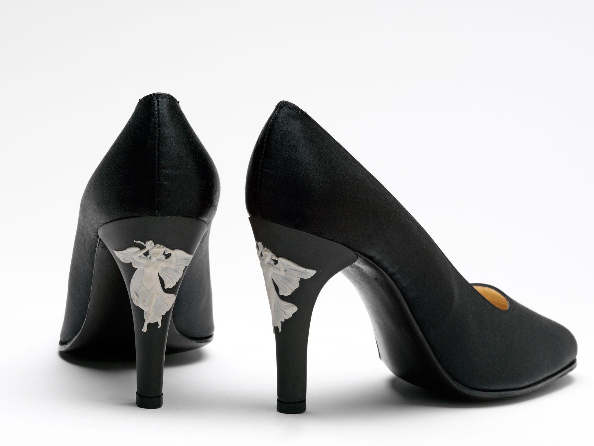 Silk-satin shoes with Wedgwood heels by Rayne