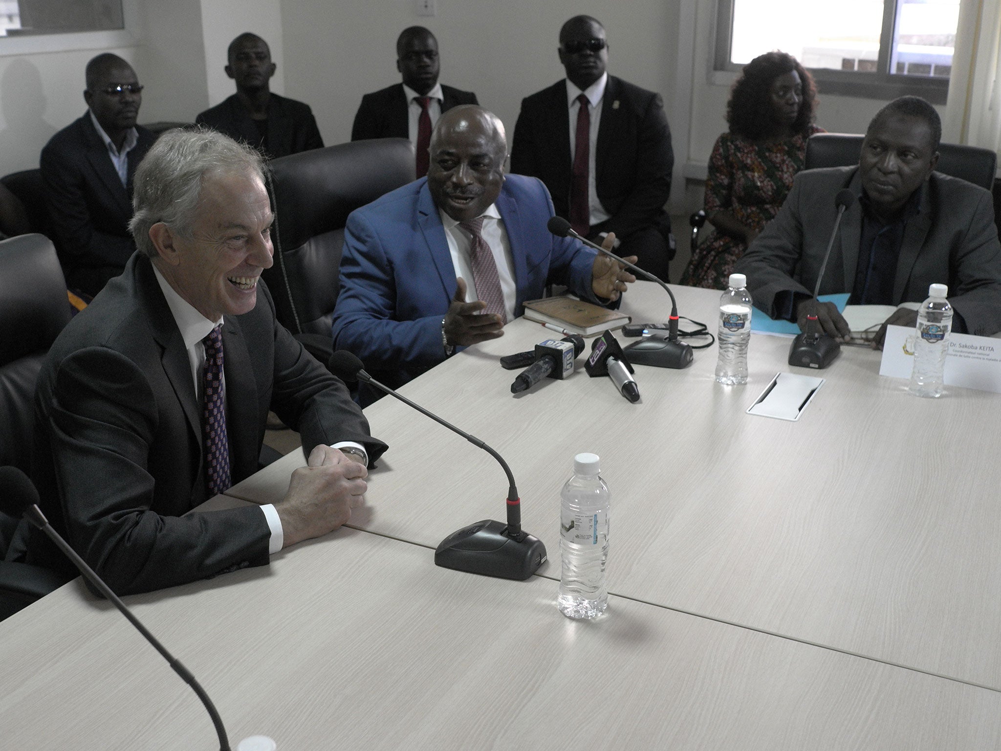 Tony Blair with African leaders on his visit to Ebola affected countries
