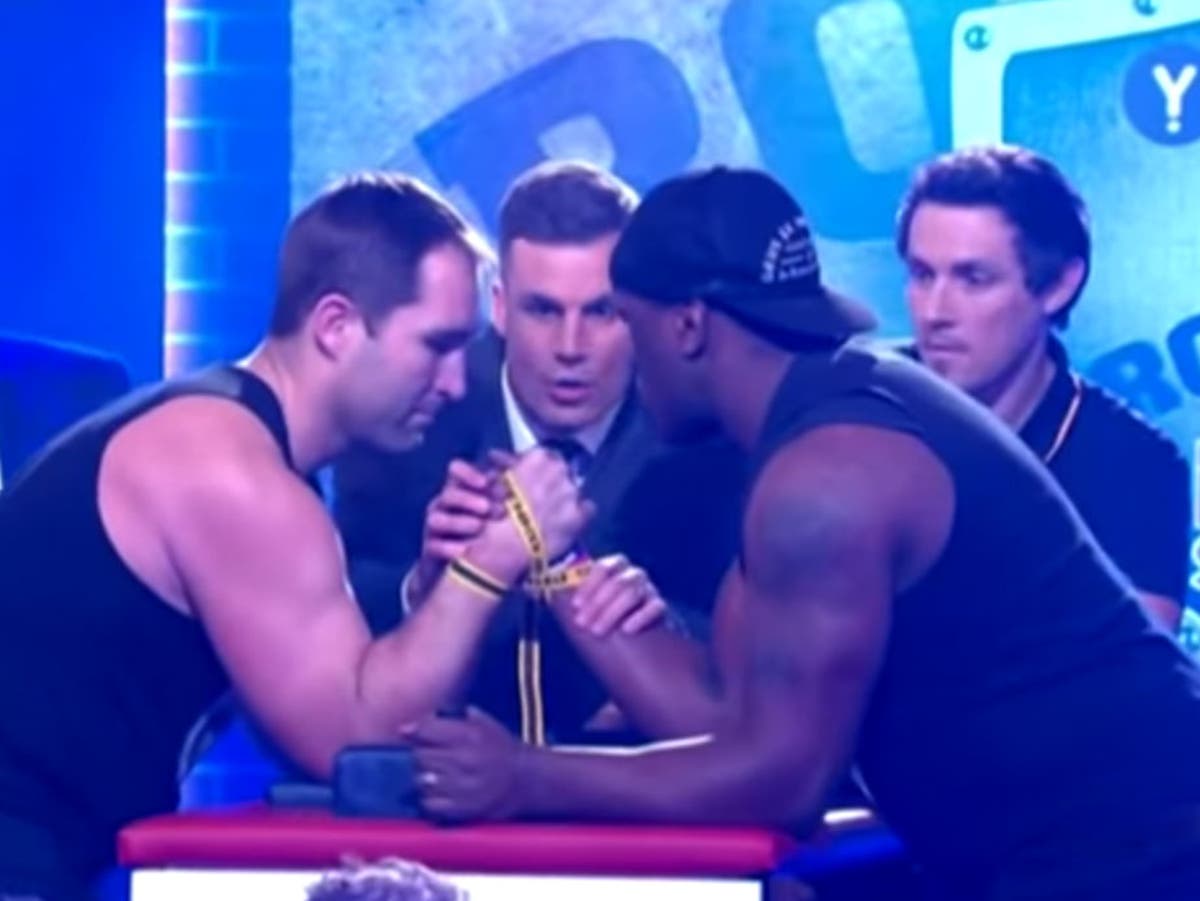 Australian rugby player Ben Ross snaps his arm live on air during an ...
