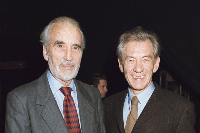 Sir Christopher Lee and Sir Ian McKellen in 2001