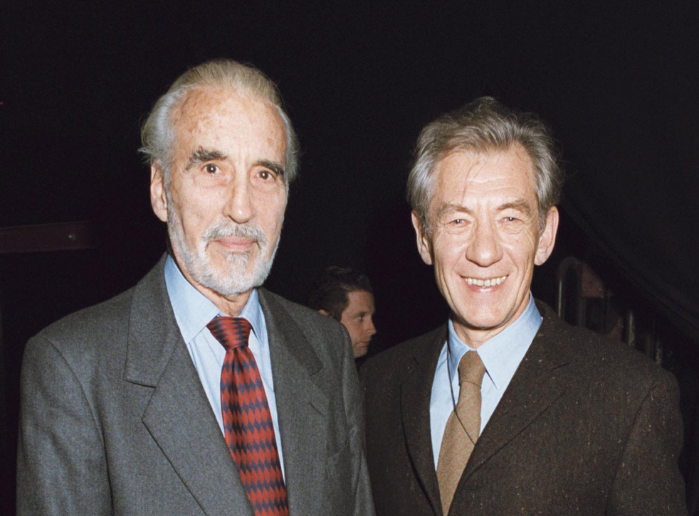Sir Christopher Lee and Sir Ian McKellen in 2001