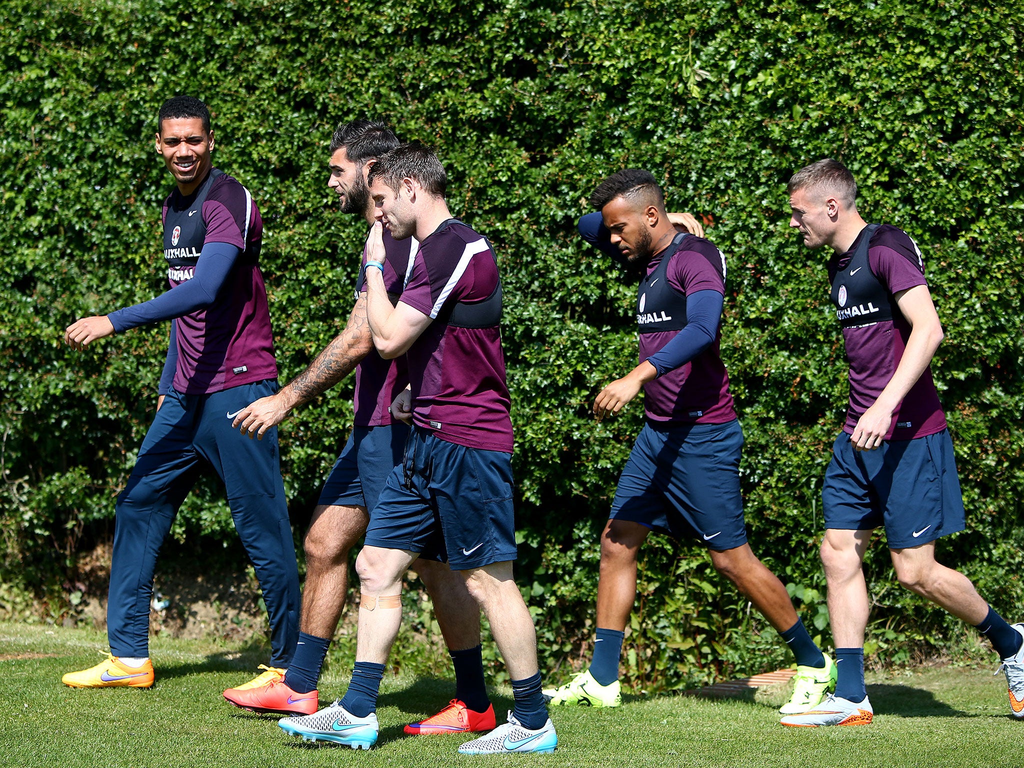 Members of the England squad during training this week