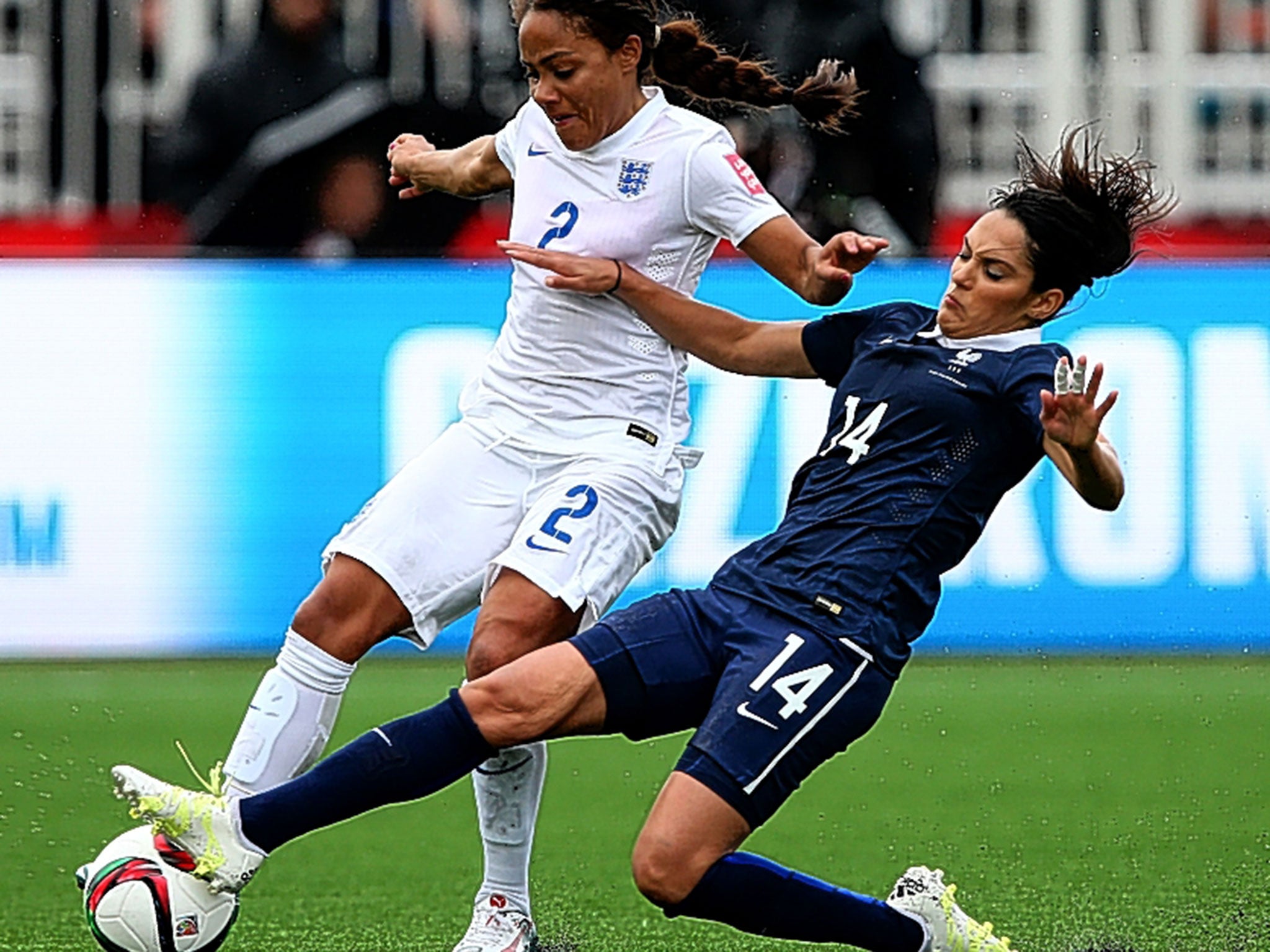 Our manager, Mark Sampson, had a game plan to try to nullify the threat of key French player Louisa Nécib (right) in our opening game of the World Cup