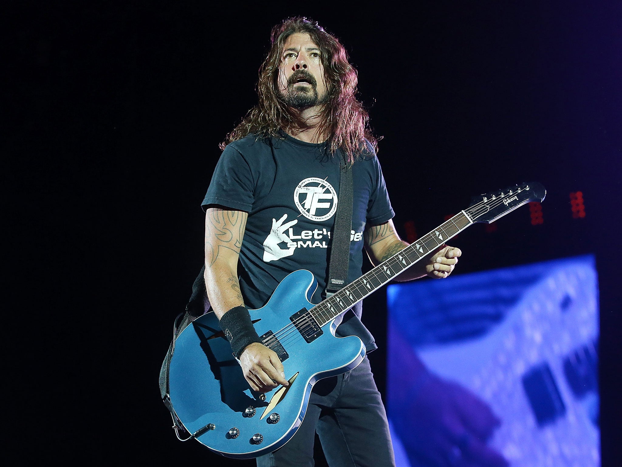Dave Grohl of the Foo Fighters performs at Suncorp Stadium on February 24, 2015 in Brisbane, Australia.