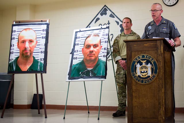 Major Charles Guess of the New York State Police speaks during a press conference after the escape of David Sweat and Richard Matt