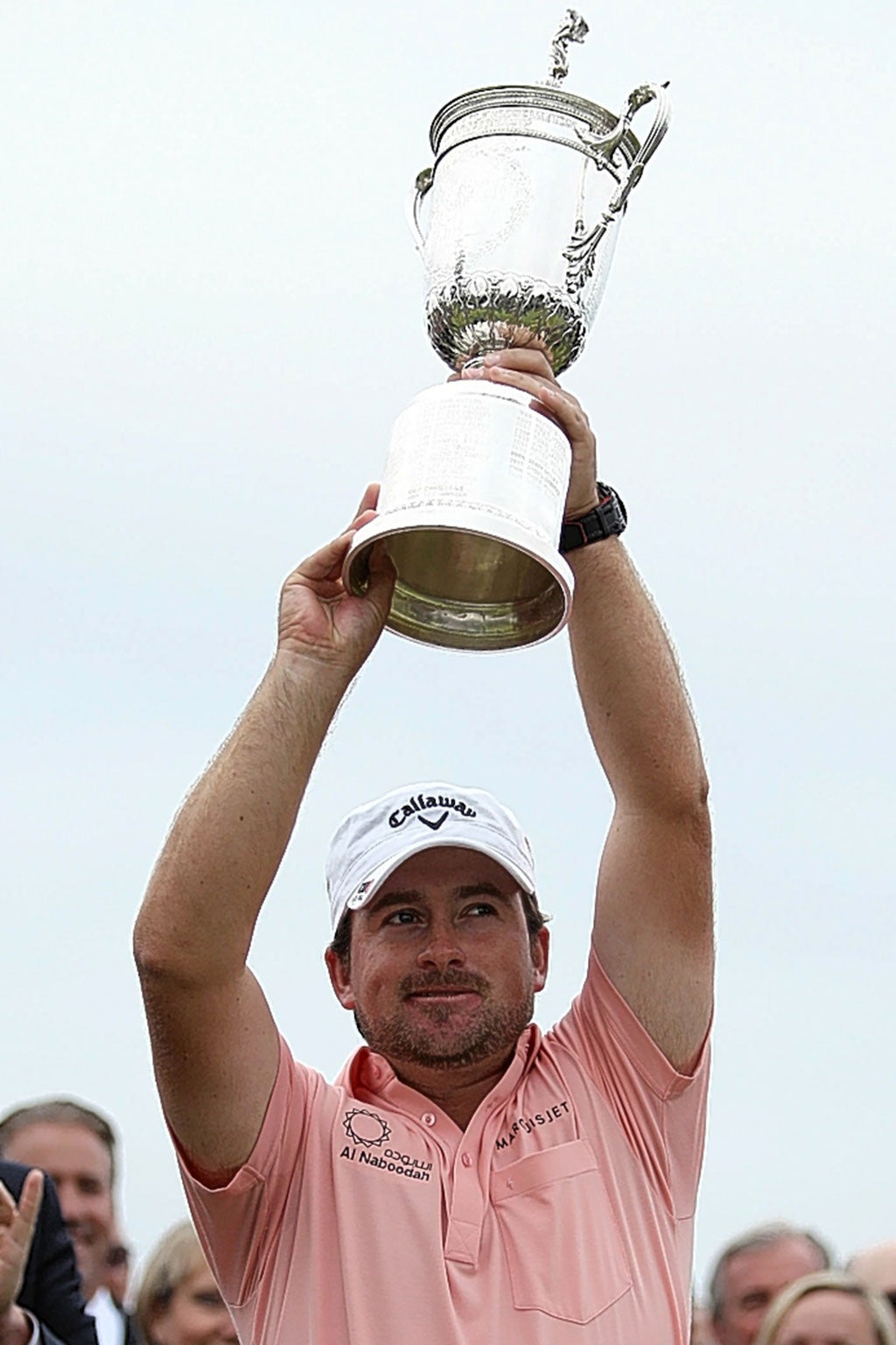 Graeme McDowell lifting the US Open trophy in 2010