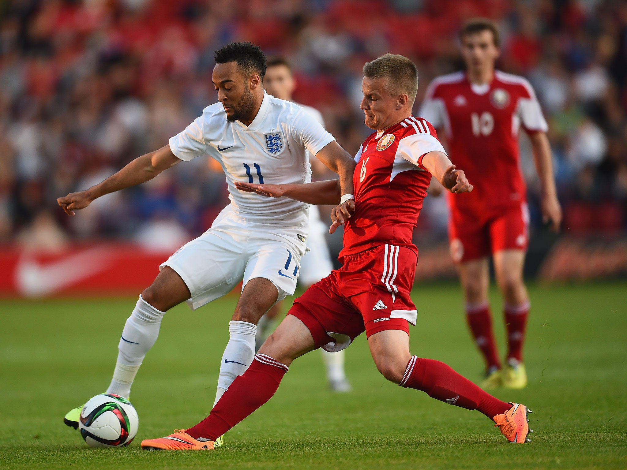 Nathan Redmond in action for England Under-21s