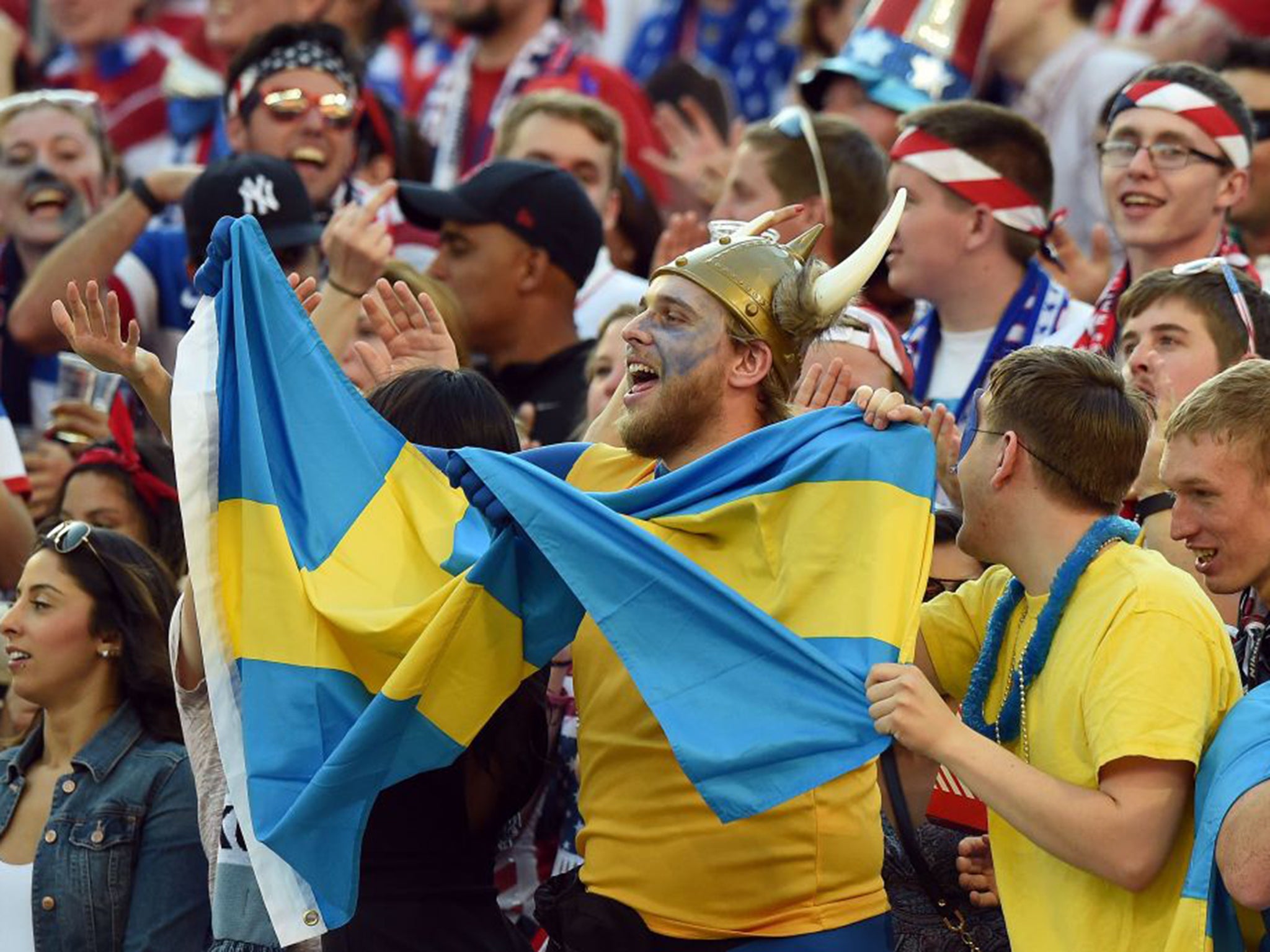 Noisy Sweden fans at the match versus USA