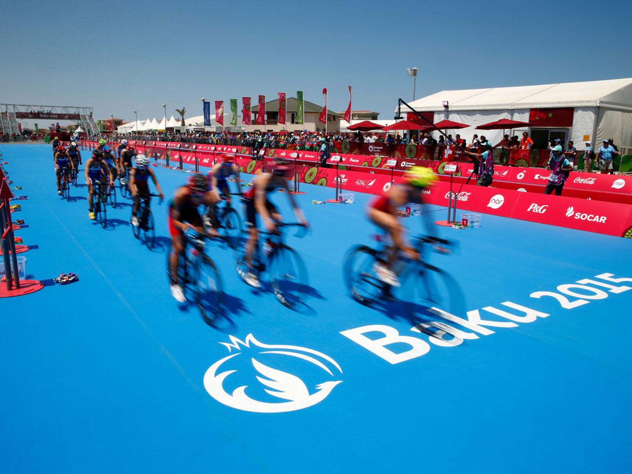 The Triathlon final on Saturday. Critics of the European Games say that Azerbaijan is using sport to improve its image