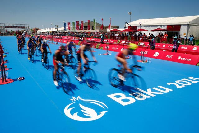 The Triathlon final on Saturday. Critics of the European Games say that Azerbaijan is using sport to improve its image