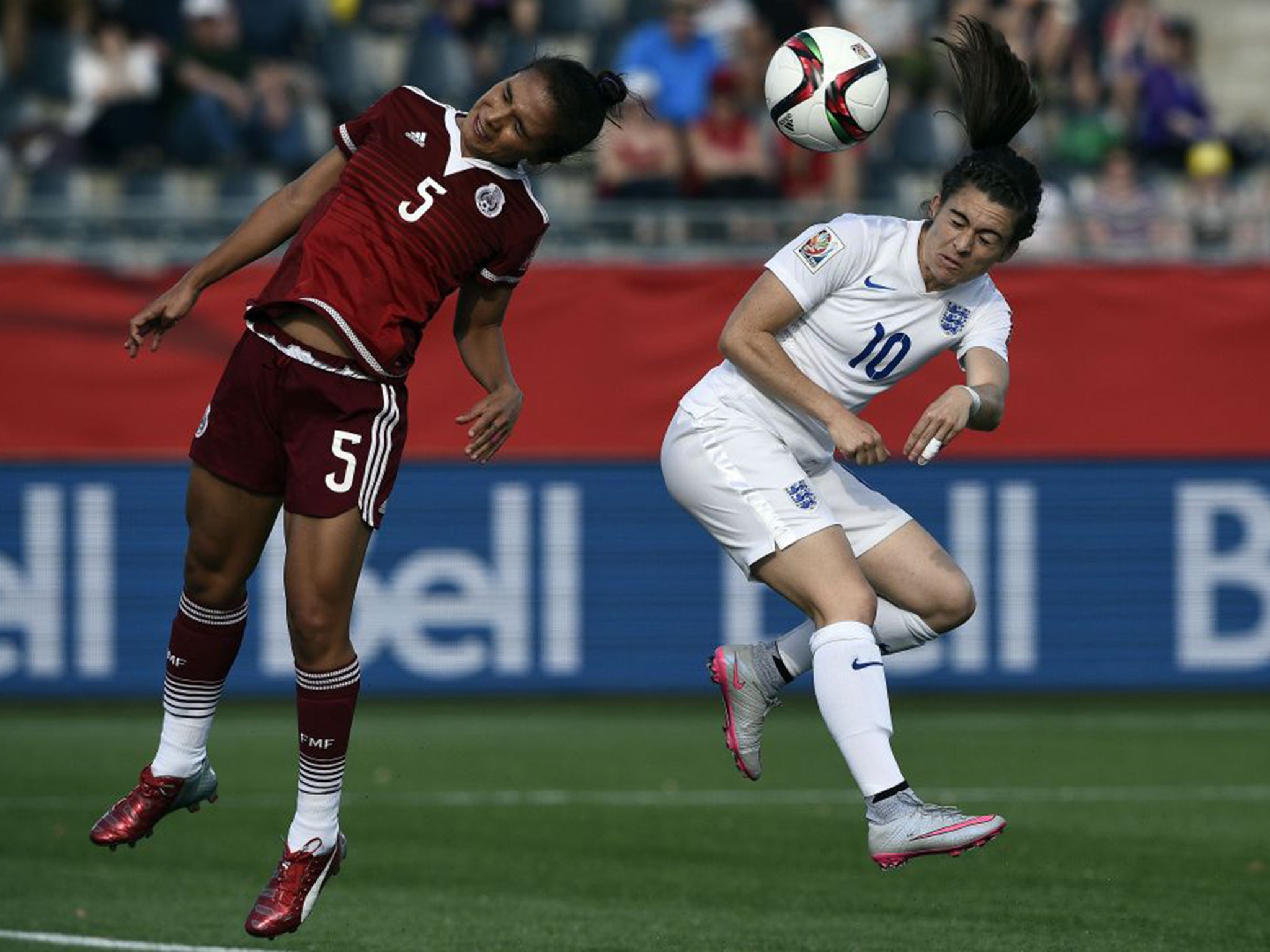 Karen Carney scores England’s second goal on Saturday night