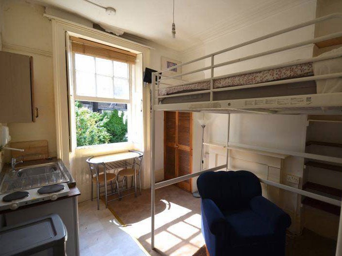 The "very well located" bedsit is for singles only and has a shared shower and toiled