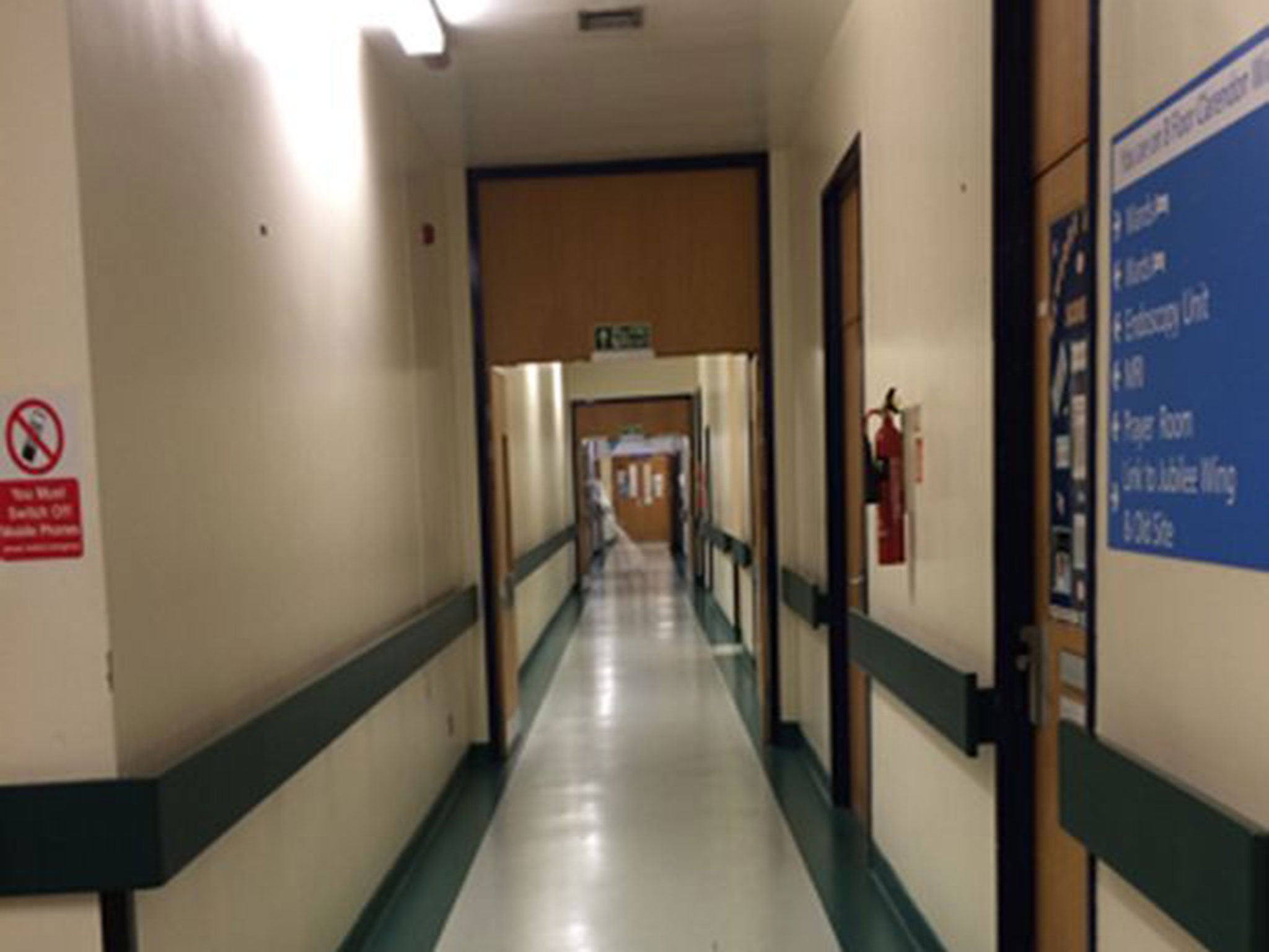 A photo which Andrew Milburn claims shows a ghost walking the halls of Leeds General Infirmary