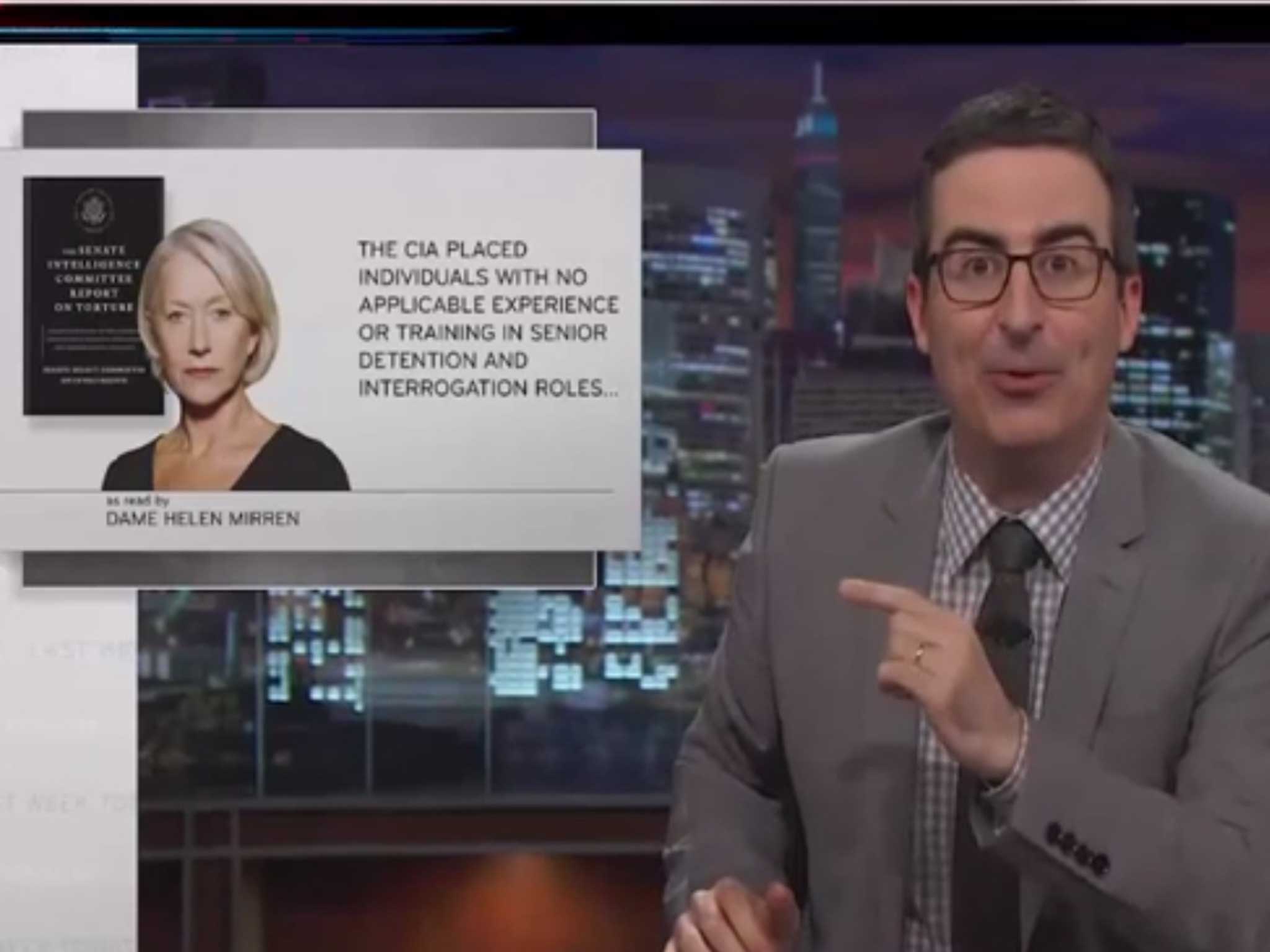 John Oliver attempts to interest the public on the torture report