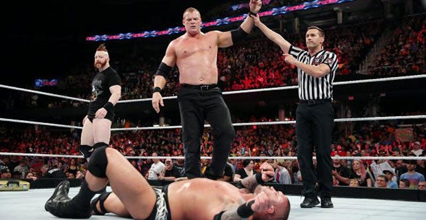 Randy Orton is defeated after Sheamus and Kane teamed up together