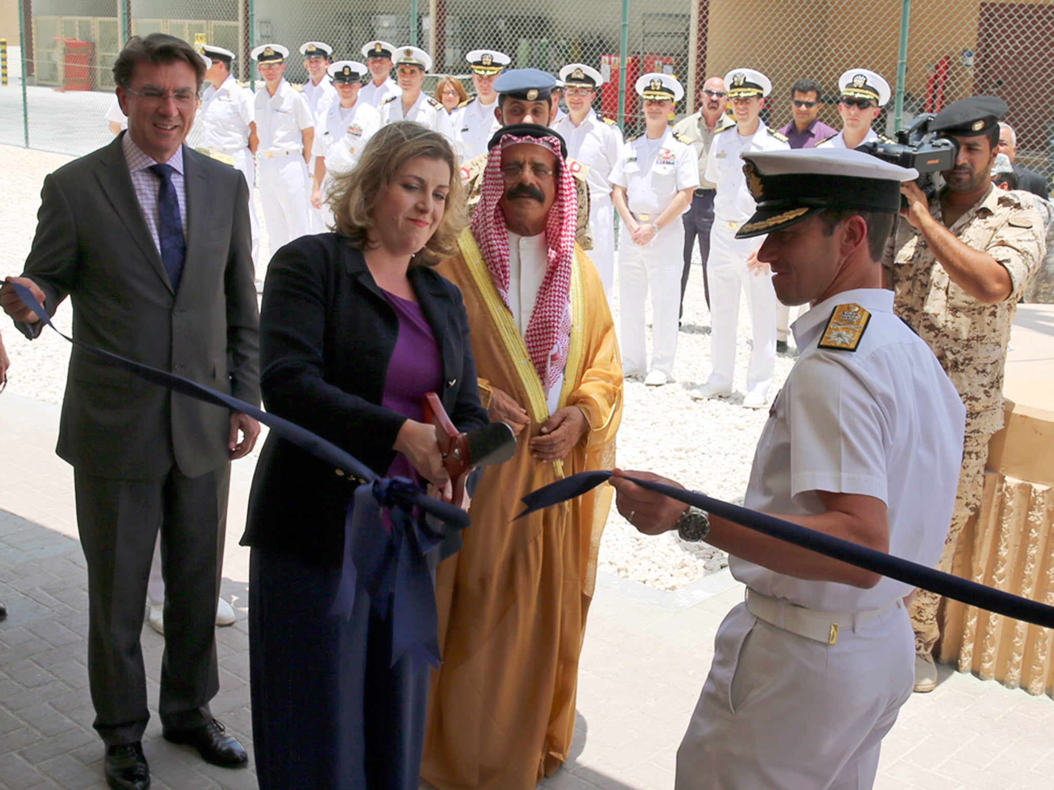 Armed Forces Minister Penny Mordaunt joins Bahraini officials and Royal Navy officers to 'open' new Royal Navy base in Bahrain