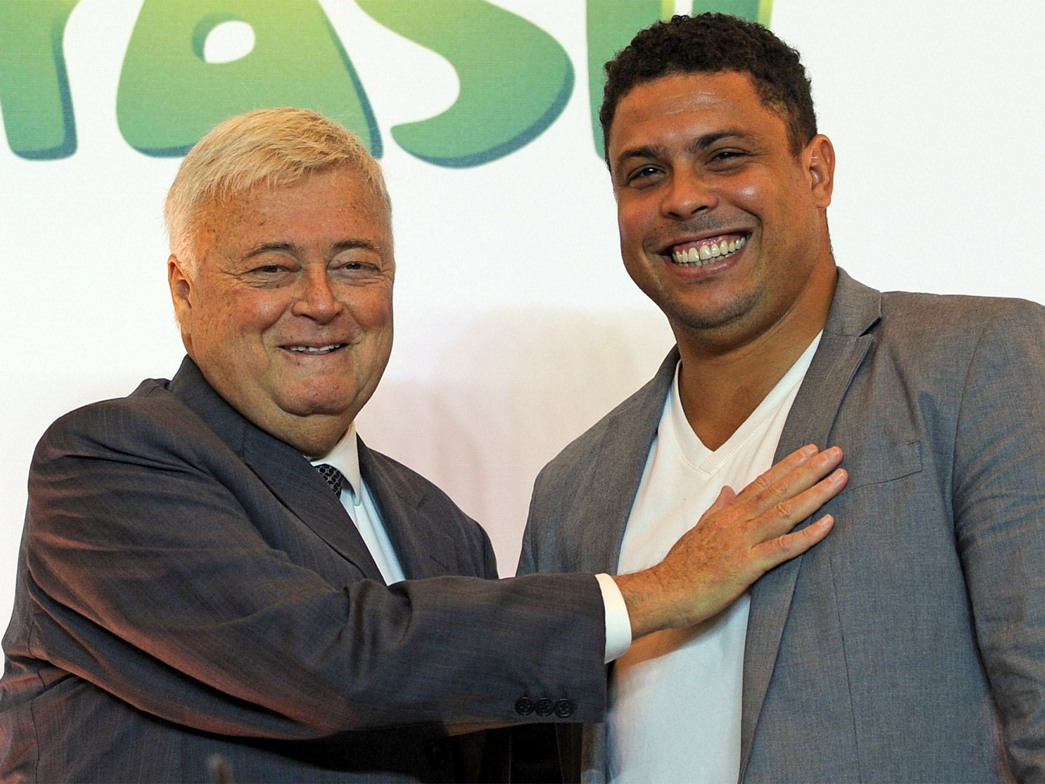 Ricardo Teixeira, pictured with Brazilian football legend Ronaldo in 2011, faces a criminal investigation over alleged payments by Qatari companies (Getty)