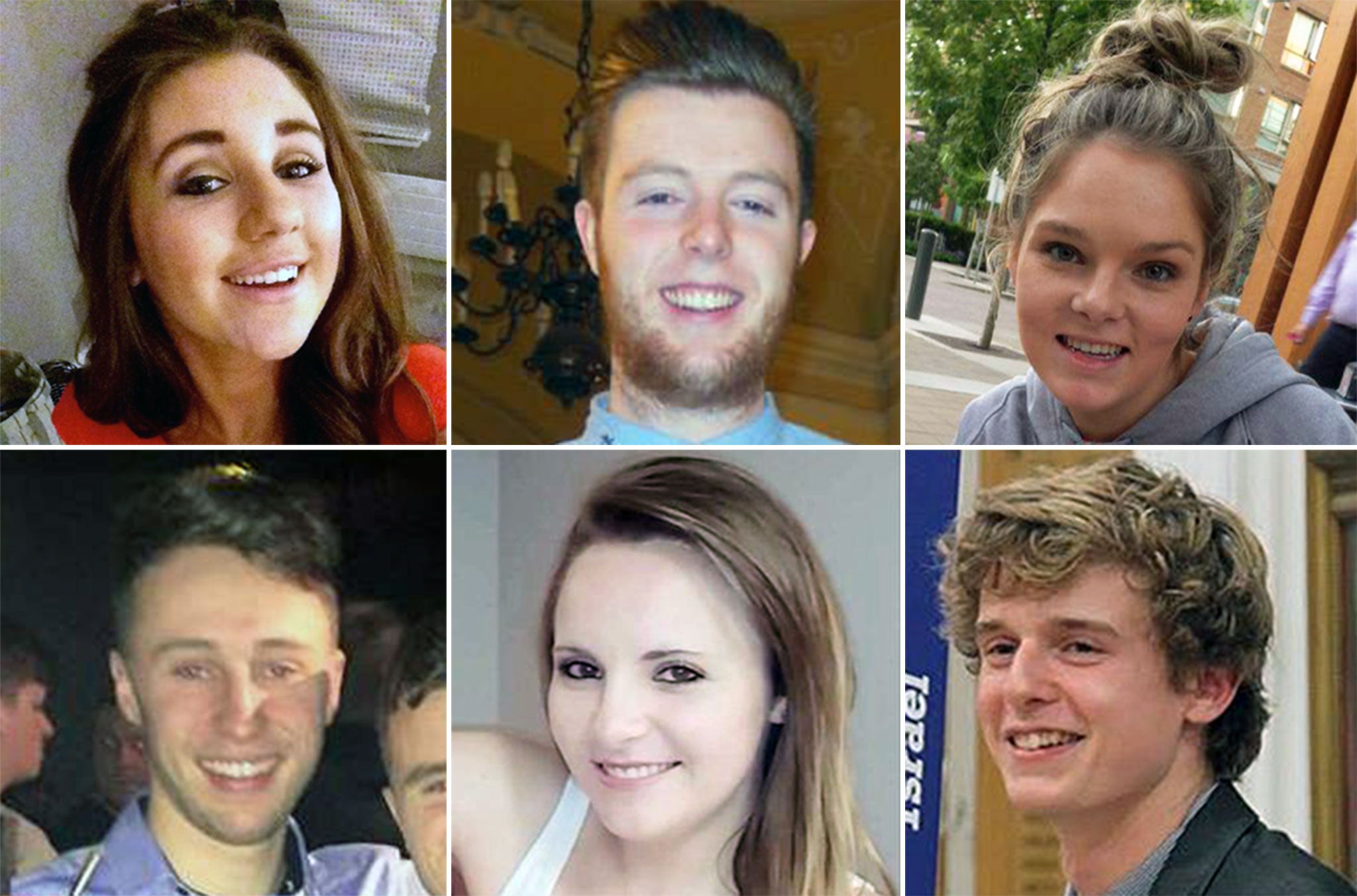 Eimear Walsh, 21, Eoghan Culligan, 21, Olivia Burke, 21, Niccolai Schuster, 21, Ashley Donohoe, 22, and Lorcan Miller, 21, all died
