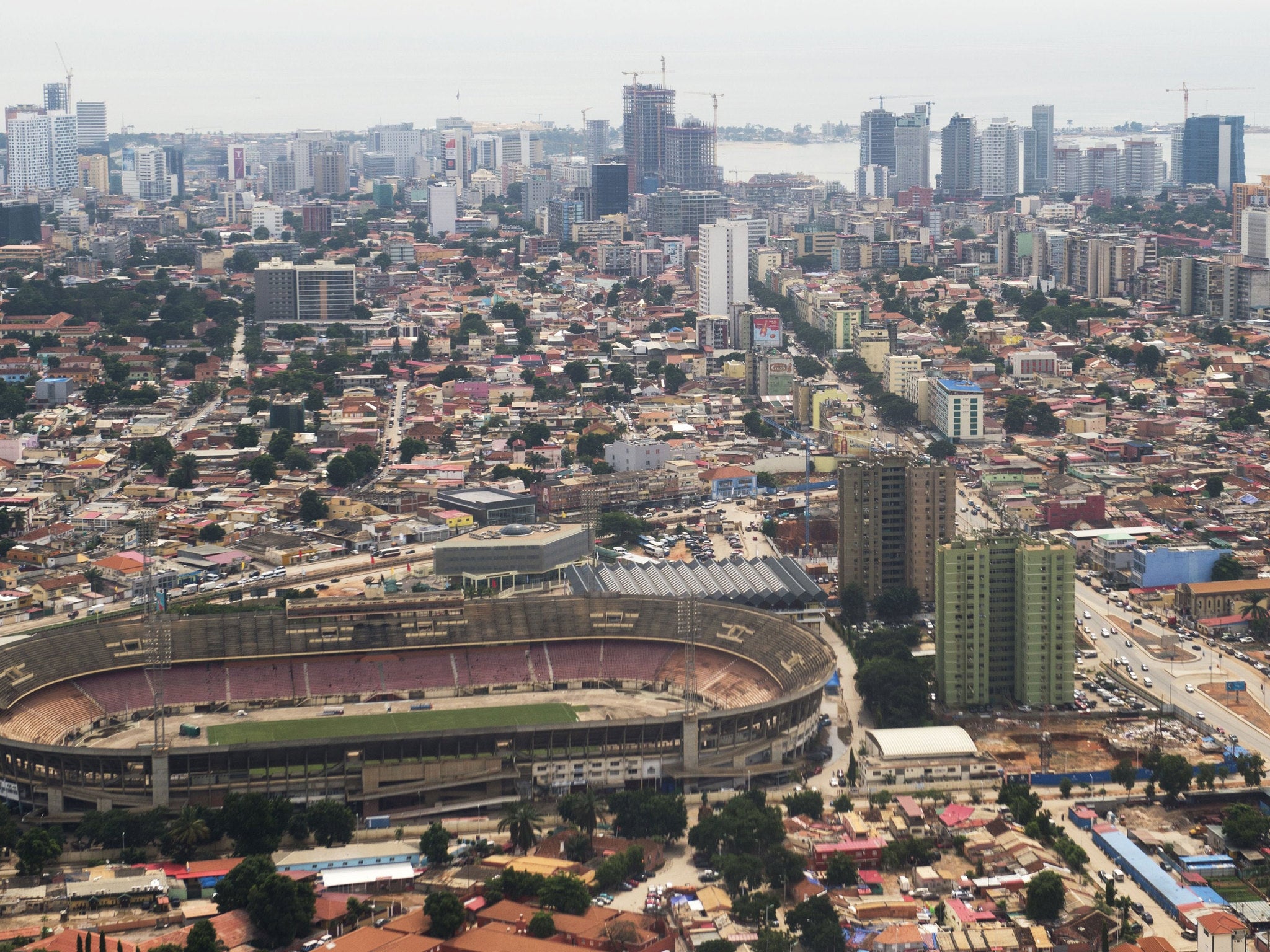 The skyline of central Luanda, Angola