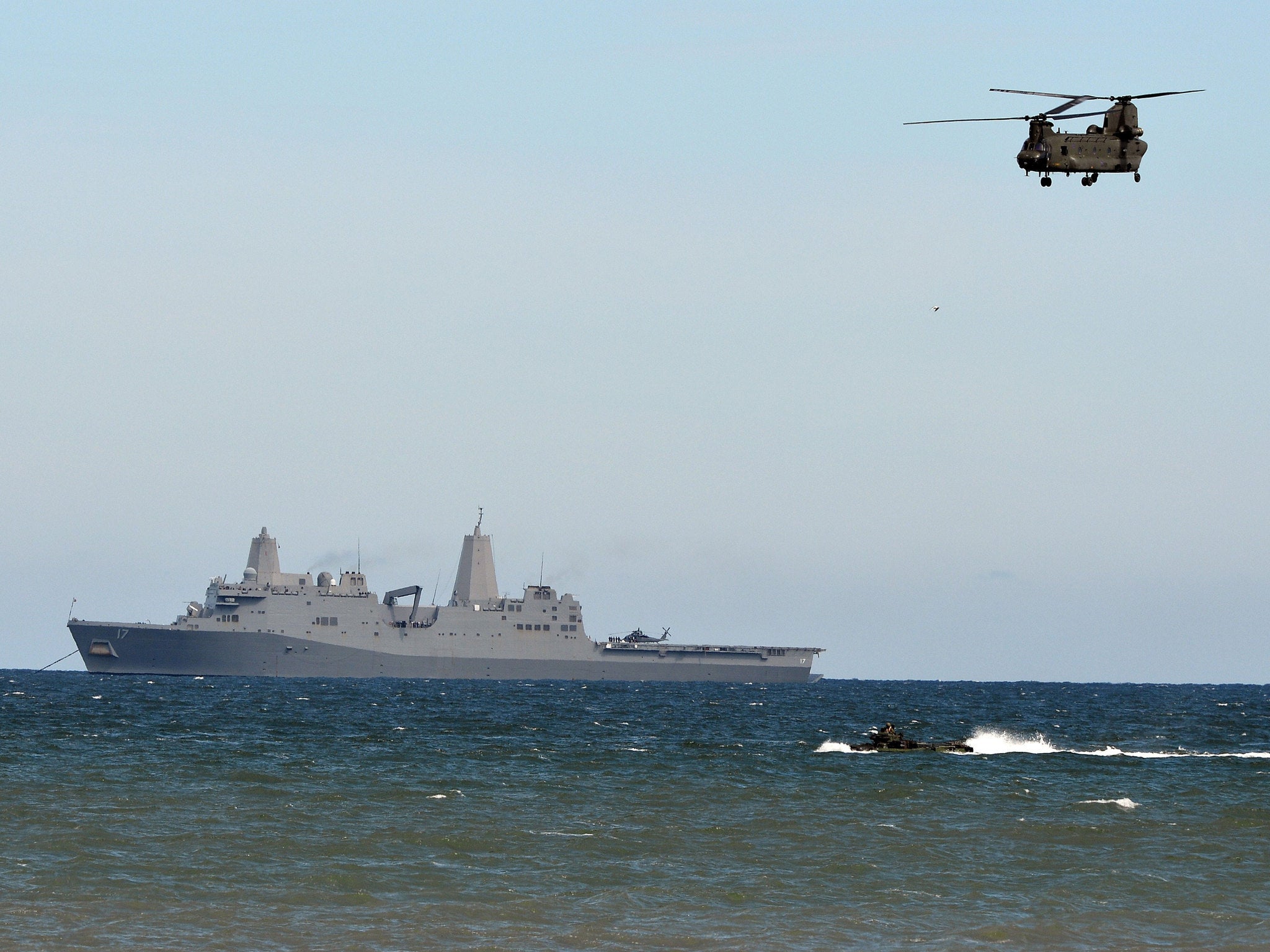 Nato troops make a massive amphibious landing off the coast of Poland