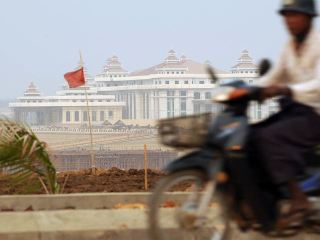 A view from the highways of Naypyidaw, with the new parliament building in the background