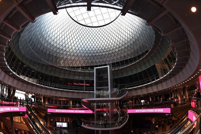 The ‘Sky-Reflector Net’, built into the Fulton Centre’s dome, funnels light below ground