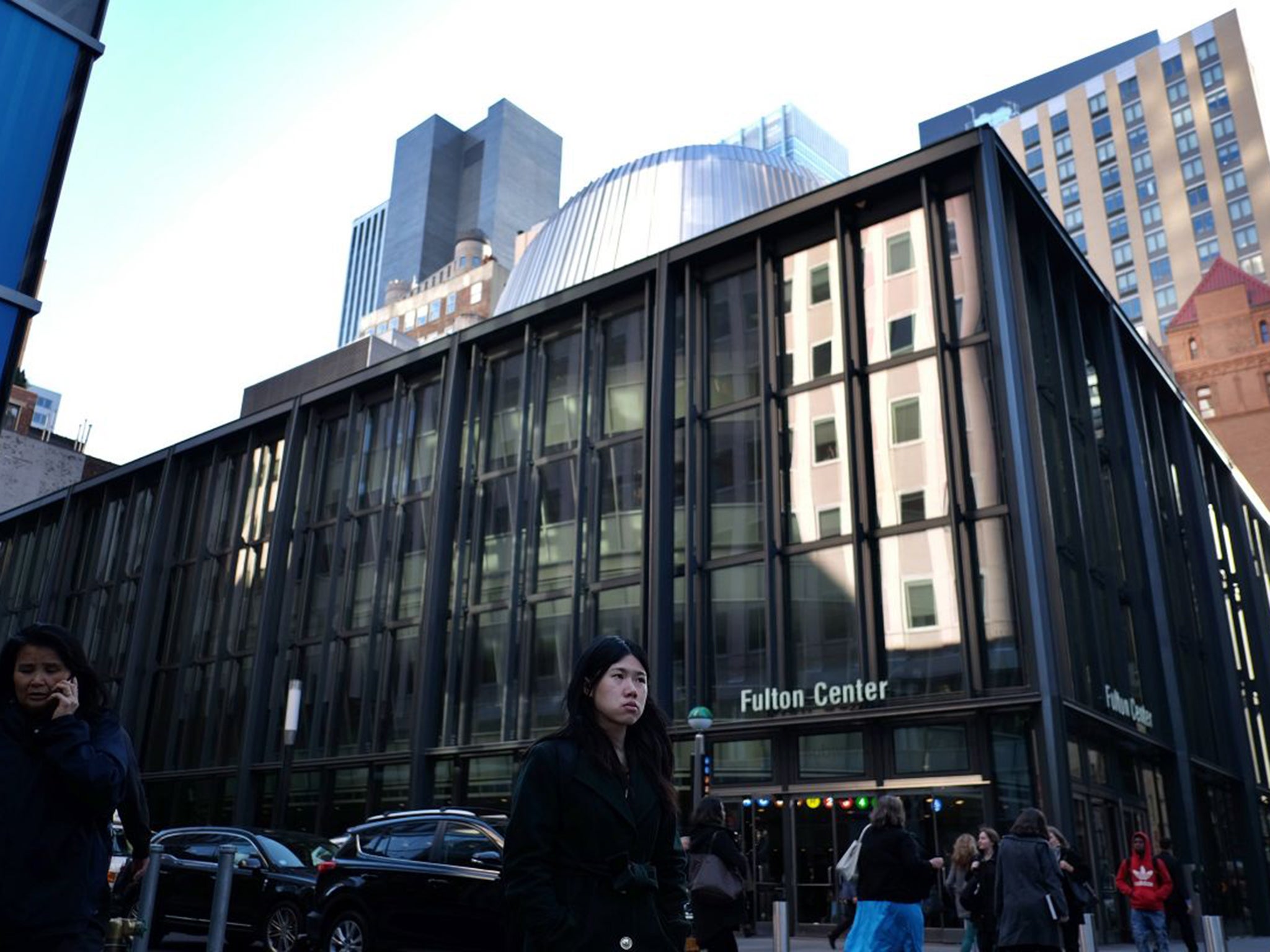 The exterior of the Fulton Centre is a homage to New York’s 19th-century iron-and-steel framed buildings