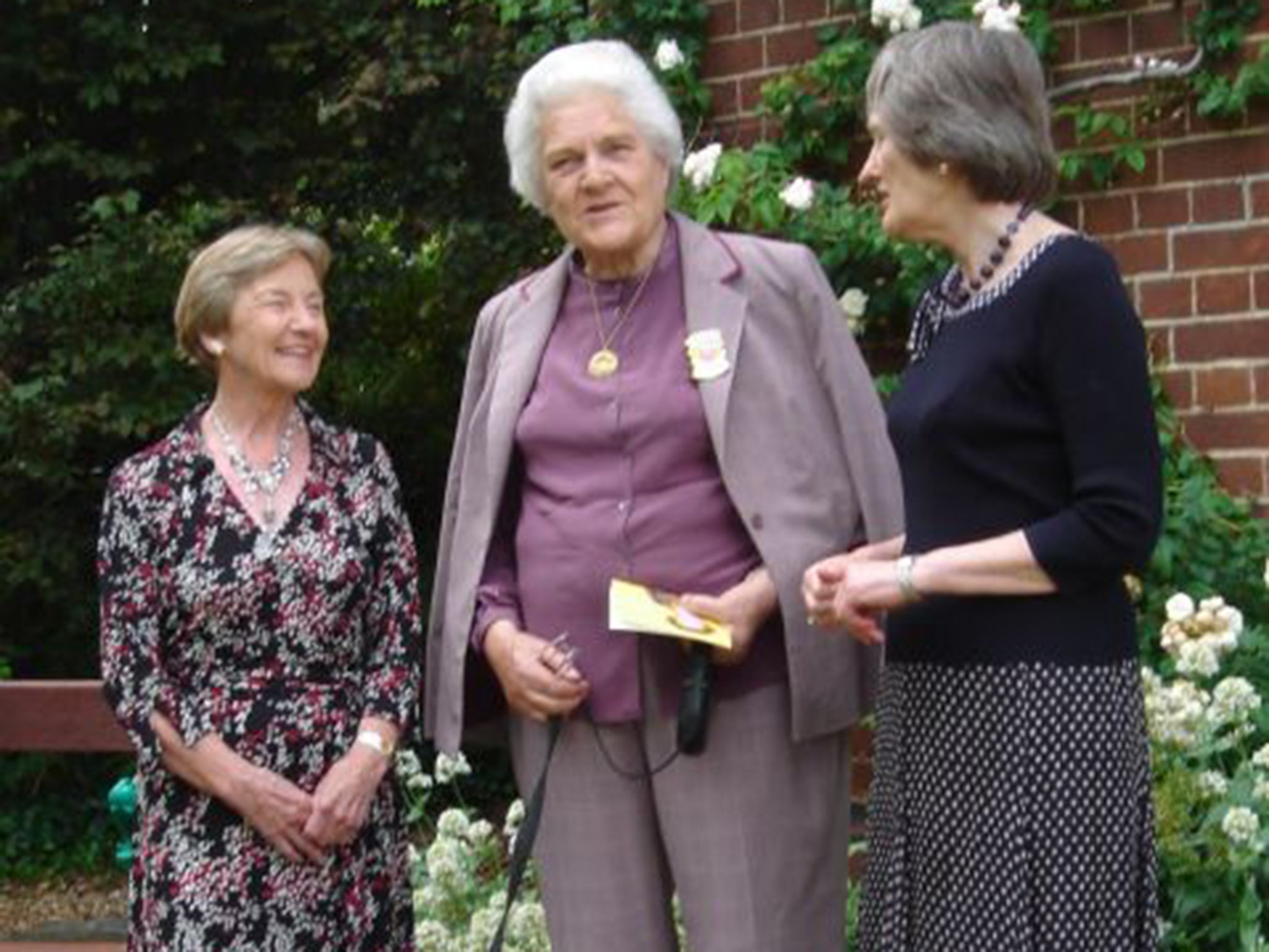 Warburton, centre, with Baroness Perry, left, her successor as President of Lucy Cavendish College, and Janet Todd, the current President