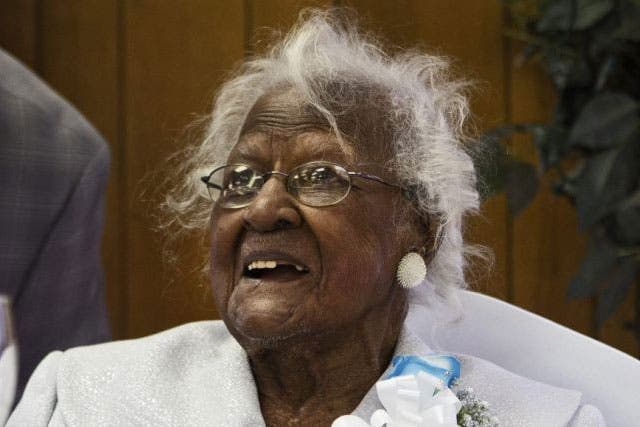 116-year-old Jeralean Talley, pictured in May this year, who was the oldest living person until her death on Wednesday
