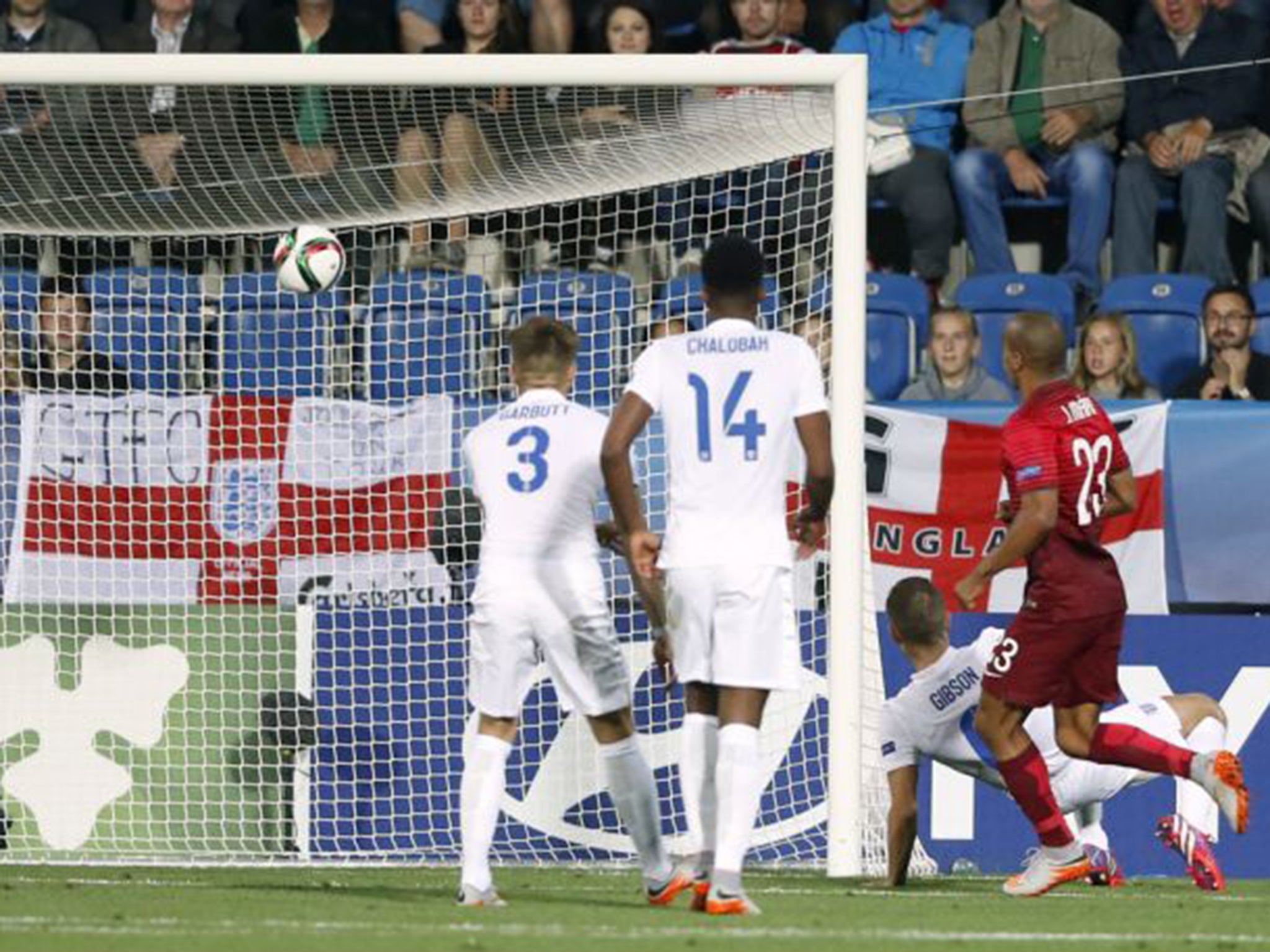 Joao Mario scores for Portugal after the ball rebounded off the post from Bernardo Silva’s shot
