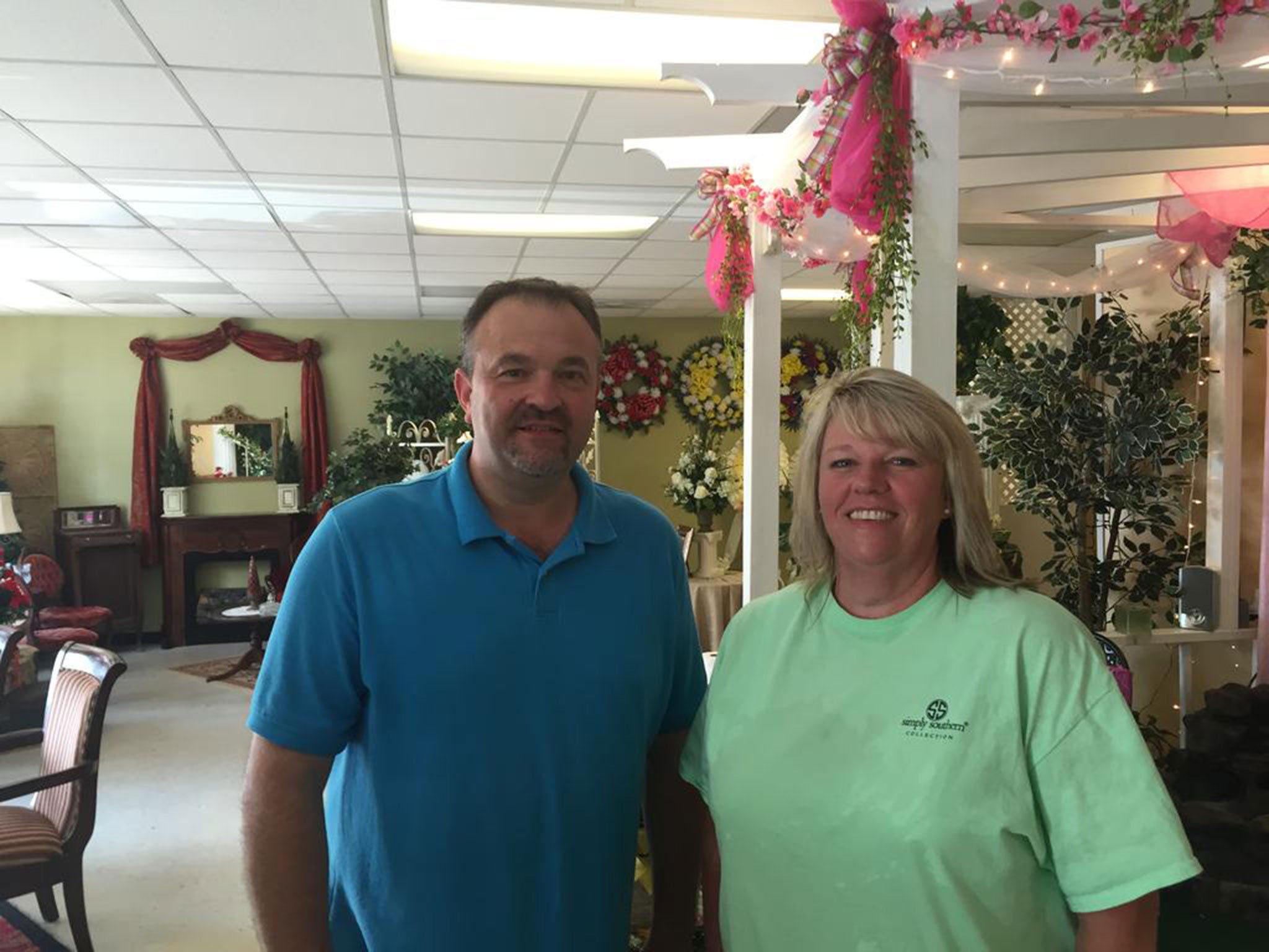 North Carolina florists Todd Frady and Debbie Dills. Debbie trailed Charleston shooting suspect Dylann Roof and alerted police, while driving to work