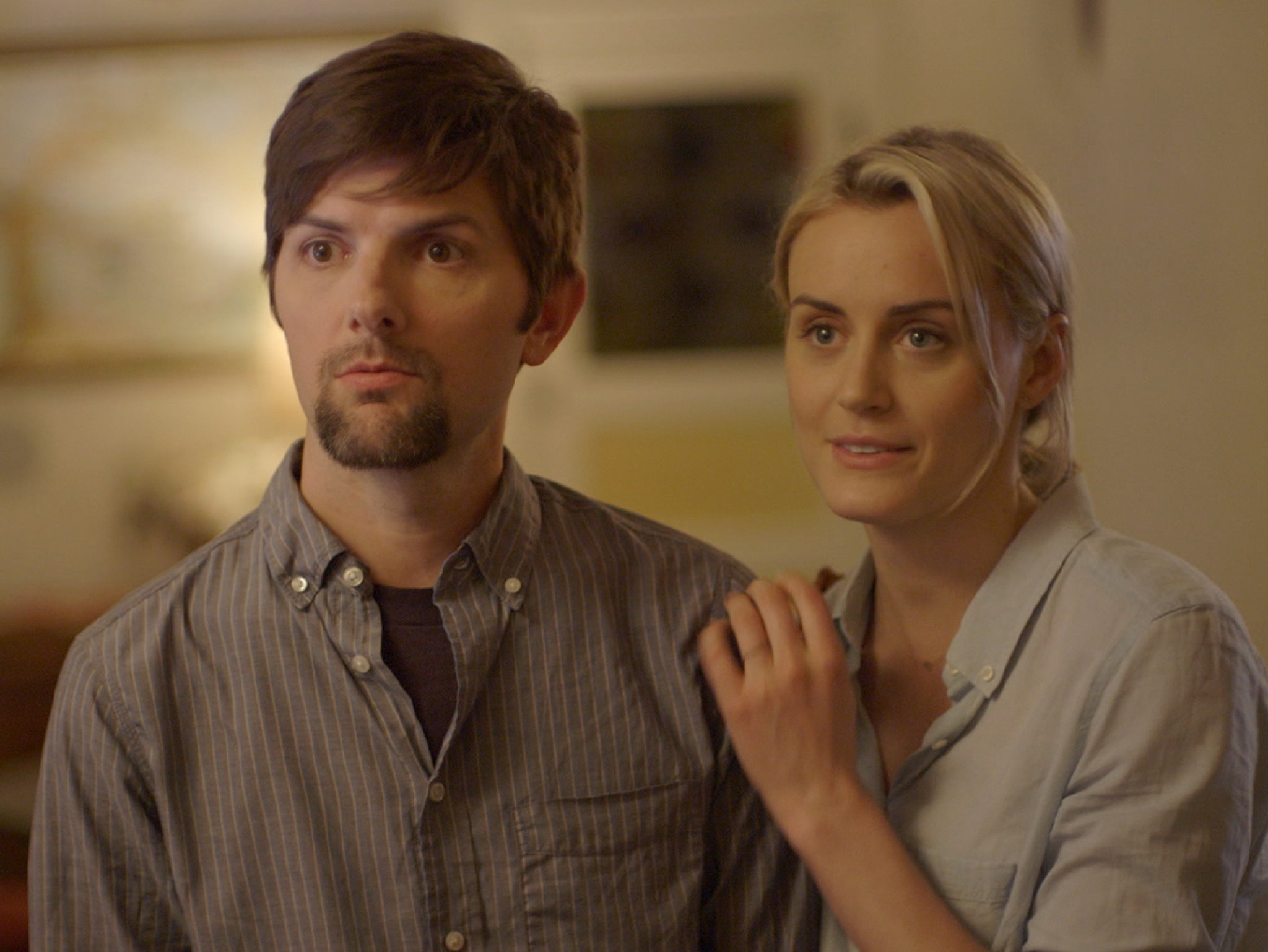 Taylor Shilling in a scene from The Overnight