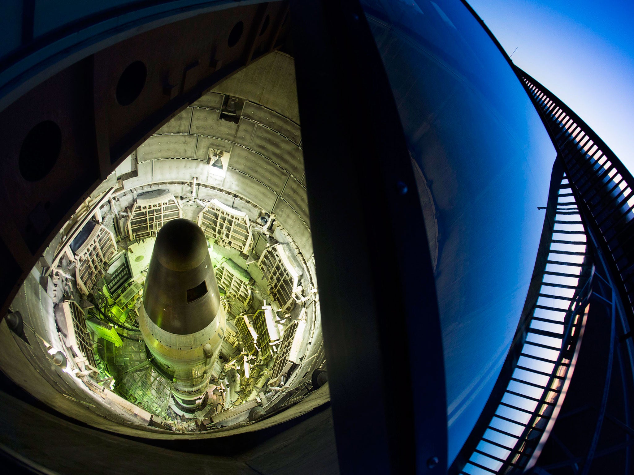A decommissioned Titan II intercontinental ballistic missile sits in an underground silo at the Titan Missile Museum in Sahuarita, Arizona