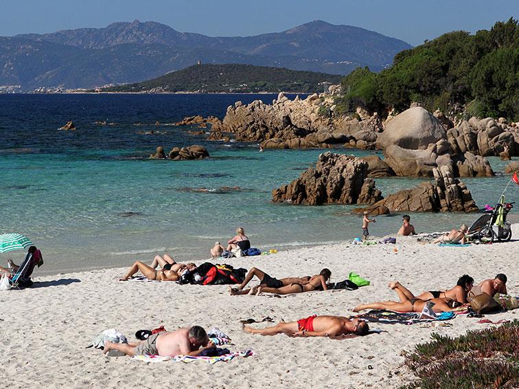 Sunbathers on French island of Corsica