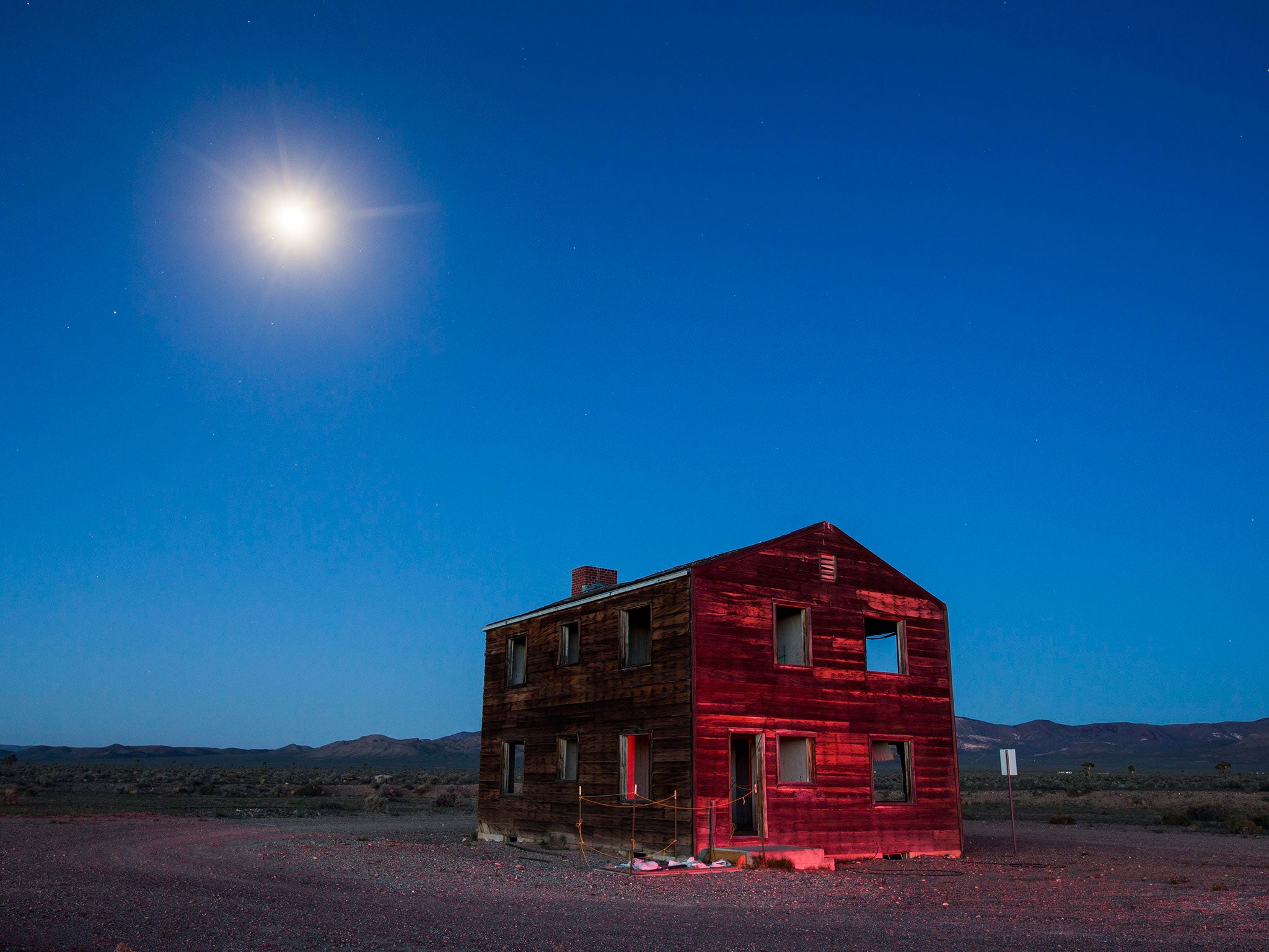 The so-called 'Apple-2 House' is one of two homes that remain from Doomtown's fake American community that included cars, furniture, and mannequins, 100 miles (160 kilometers) northwest of Las Vegas, Nevada